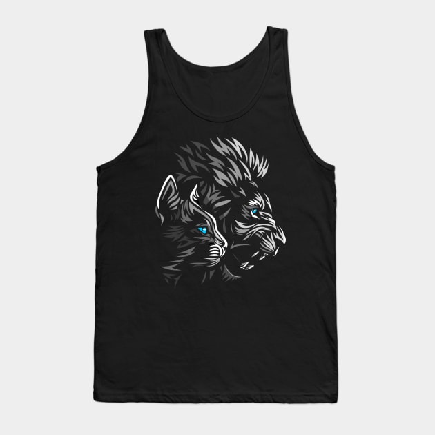 Tribal shadows Lion Cat Tank Top by albertocubatas